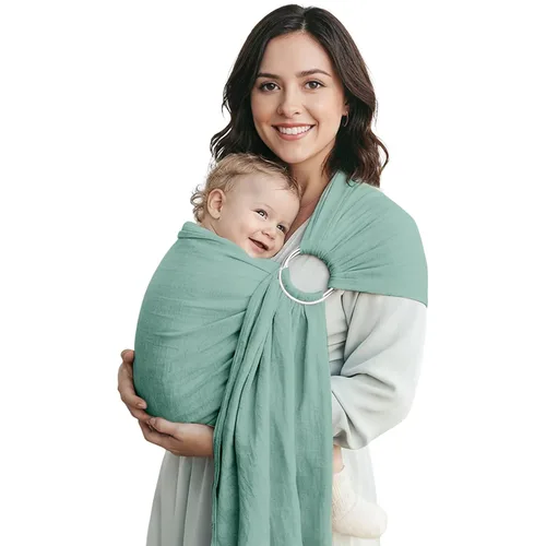 Miniatura 9 de Eslinga de Anillo de Bebé, Portabebés Ligero de Eslinga para Bebés y Niños Pequeños, Portabebés de Algodón para Bebés (3-16 kg) para Niños Pequeños