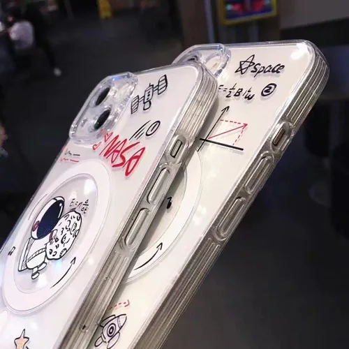 Miniatura 3 de Roemary Funda Astronautas Lunares para iPhone 13 con Diseño MagSafe, Funda Transparente de TPU con Carga Inalámbrica Magnética para iPhone 13 6.1