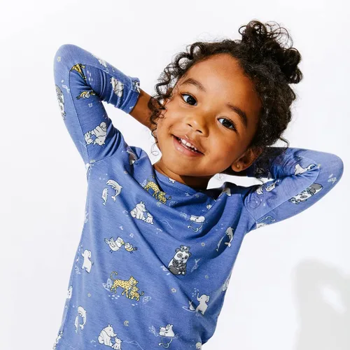 Miniatura 3 de Bellabu Bear Conjunto de pijama de bambú de dos piezas para niños y niñas, pijamas familiares a juego, viscosa de bambú