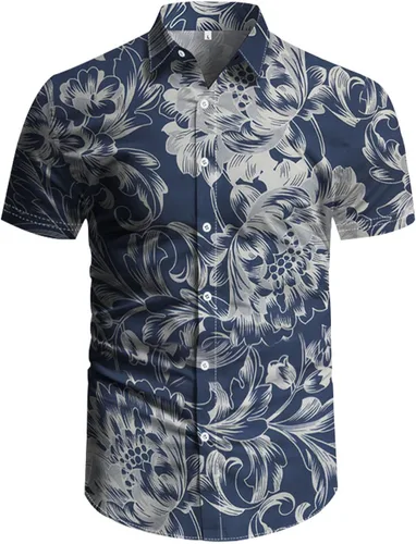 Miniatura 2 de RPOVIG Conjunto de playa a juego con camisas y pantalones cortos para hombre, ropa floral hawaiana para festival, conjuntos de 2 piezas con sombrero
