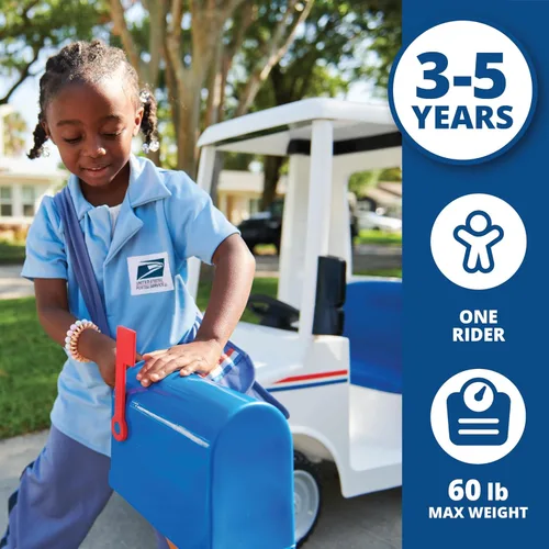 Miniatura 2 de Kid Trax - Camión infantil de correo USPS de 6 V, peso máximo de 60 libras; incluye buzón, sobres de juego, faros delanteros y bocina funcionales