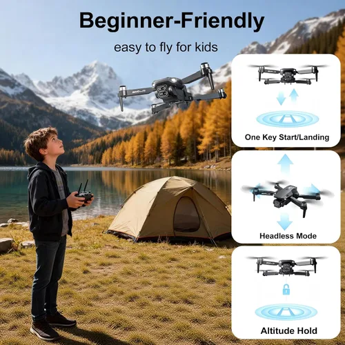 Miniatura 4 de Drones 4K con cámara para adultos, dron plegable para principiantes con 3 baterías, tiempo de vuelo de 36 minutos, dron de transmisión HD FPV, mini