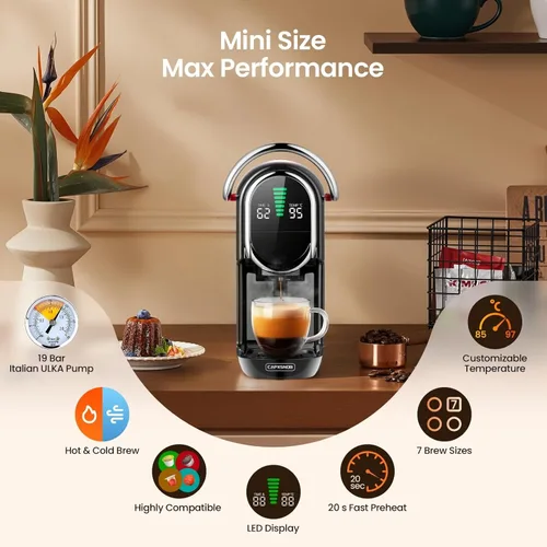 Miniatura 5 de Máquina de Espresso Mini Magician1 para Nespresso Original, Dolce Gusto, Lavazza Blue, Cápsulas ESE, Máquina de Café de 19 Bares para Café Molido