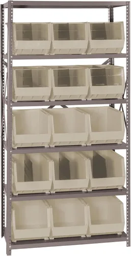 Miniatura 541 de Quantum QSBU-245BK Heavy Duty Shelving Unit with (7) Shelves and (24) QUS245 Black Bins for Garage Warehouse Storage Distribution 400 lb Load