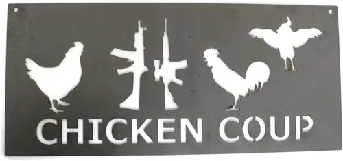Miniatura 45 de Cartel de metal de cruce de pollo, 12.0 in de alto (amarillo oscuro, cruzado)