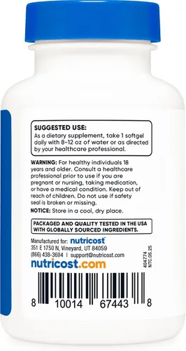 Miniatura 4 de Nutricost Cápsulas blandas de vitamina D3 de 2000 iu, 240 cápsulas blandas, sin OMG y sin gluten