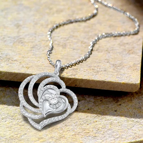 Miniatura 3 de Santuzza Colgante de plata de ley 925 con patrón geométrico para mujer