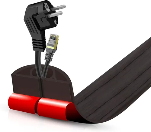 Miniatura 75 de Cubierta autoadhesiva para cables de suelo, gestión de cables de 3.3 pies, protector de tira de extensión para cables, evita tropiezos de cables