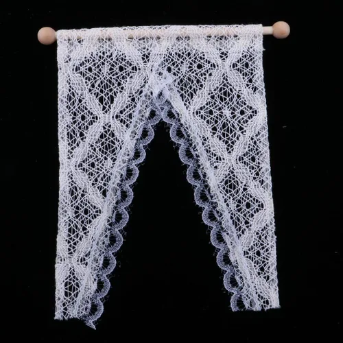 Miniatura 7 de 1/12 Casa de muñecas Madera Blanca Puertas Francesas Dobles Ventana con Cortina DIY