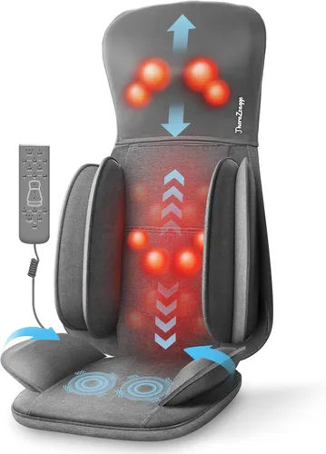 Masajeador Shiatsu de cuello y espalda con calor, masajeador para silla de cuerpo completo con compresión, almohadilla de masaje para silla con
