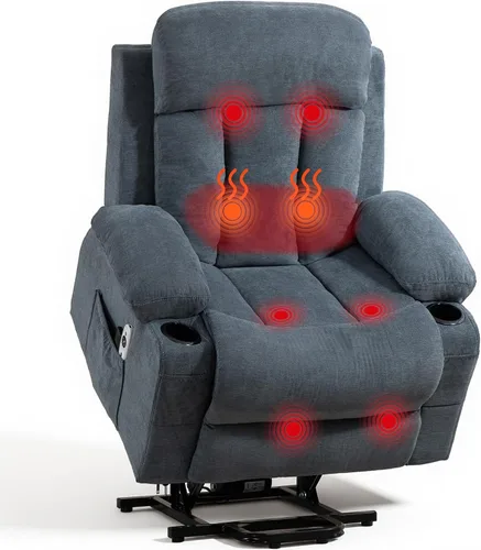 Miniatura 11 de Power Lift Recliner Chair for Elderly, Electric Oversized Single Sofa with Vibration Massage and Heat, Cup Holder and USB Charge Port for Living