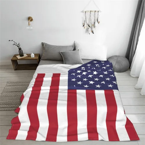 Miniatura 8 de Manta con la bandera estadounidense para niños, manta de franela decorativa para sofá, cama, sofá, viajes, campamento, automóvil, para cumpleaños
