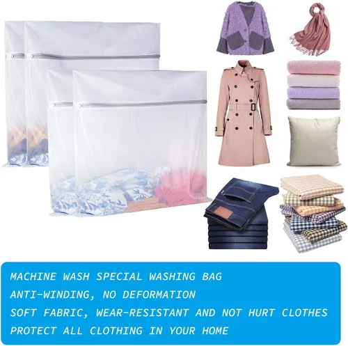 Miniatura 3 de Bolsa de malla para lavandería, bolsa de lavado de malla fina resistente para lavadora, bolsa de lavandería con cremallera para viajes, lencería