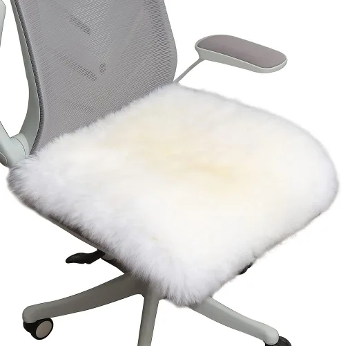 Miniatura 11 de LLB Fundas de Piel de Oveja para Silla Cojines de Silla de Oficina Almohadillas de Silla de Comedor Cojín de Asiento de Silla de Escritorio