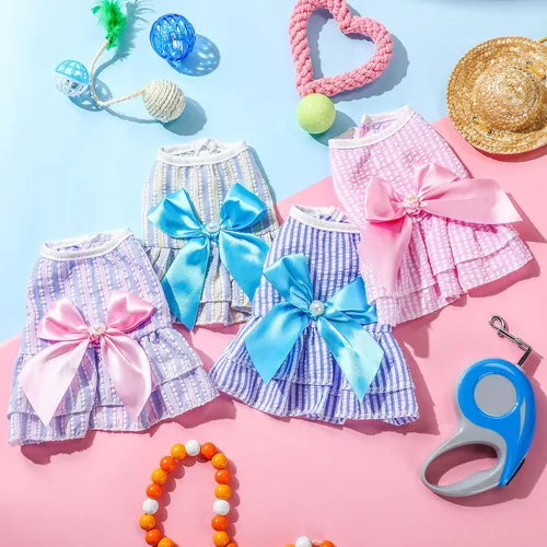 Miniatura 4 de 4 Piezas Vestidos para Perros Ropa para Cachorros Vestidos de Princesa de Verano para Mascotas Falda Tutú para Perrita Hembra Ropa para Chihuahua