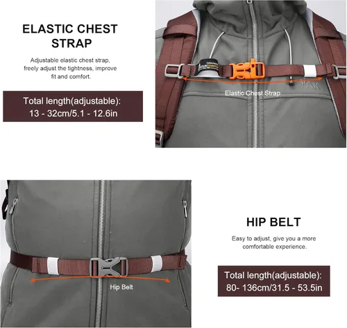 Miniatura 8 de MOUNTAINTOP Mochila de senderismo de 25 litros, mochila de viaje ligera para hombres y mujeres, mochileros al aire libre, camping Granate