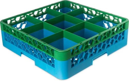 Miniatura 114 de Carlisle FoodService Products RG9-214 OptiClean Estante de vidrio con 9 compartimentos con 2 extensores, 7.12 pulgadas, polipropileno, azul