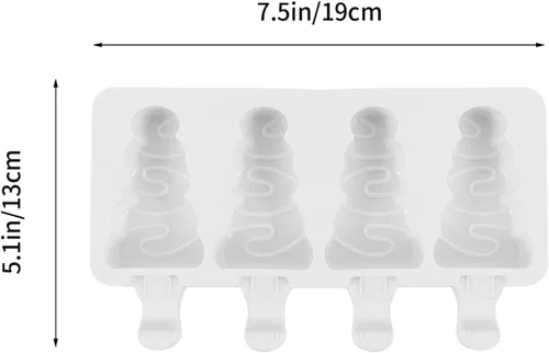 Miniatura 2 de Moldes para paletas de hielo para árbol de Navidad, bandejas reutilizables de 4 ranuras para paletas de hielo con moldeador de fácil liberación