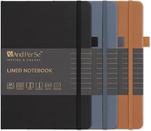 Miniatura 25 de &And Per Se - Cuaderno en blanco, 160 páginas, 5.7 x 8 pulgadas, cuaderno de rayas estrechas con papel grueso para escribir, cuaderno de tapa dura