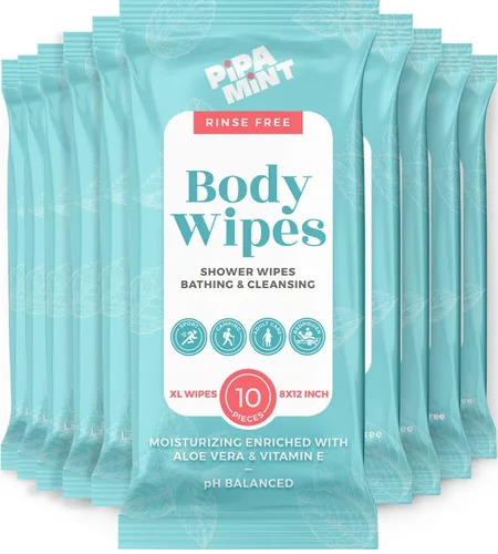 Toallitas de ducha XL para adultos, para baño, viajes, campamento, gimnasio, automóvil, ancianos, postrados en cama, toallitas desechables para
