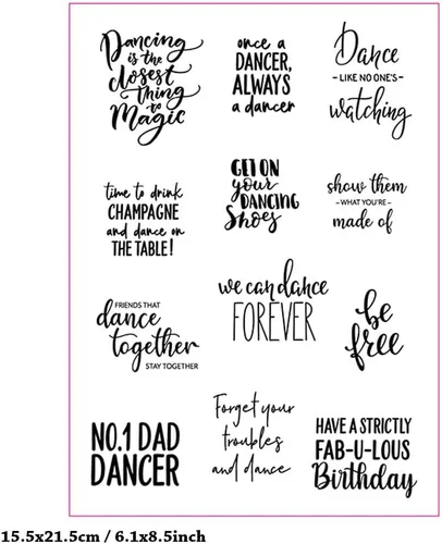 Miniatura 2 de Palabras de sentimiento bailarín, sellos transparentes para hacer tarjetas o diario, palabras de fiesta de cumpleaños, sellos de goma de silicona