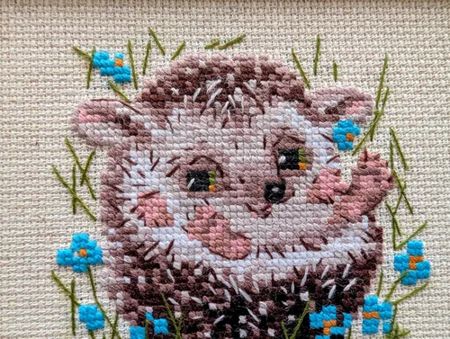 Miniatura 4 de RIOLIS - Little Hedgehog 1753, kits de punto de cruz de animales 5,12" x 5,12, kits de punto de cruz para principiantes y avanzados, kit de punto