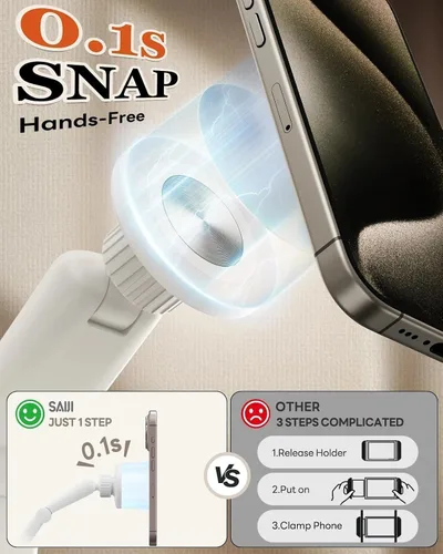 Miniatura 2 de SAIJI 【Magnético】Soporte para teléfono celular para cama, mini soporte de almohada Kindle con brazo elevado de doble eje, soporte para teléfono