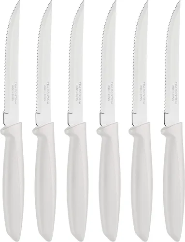 Miniatura 14 de Tramontina 23498054 - Juego de 6 cuchillos de cocina dentados con frutas y tomates, pelador de verduras, acero inoxidable, multiusos, punta Negro