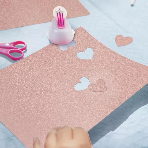 Miniatura 6 de Cartulina de color oro rosa con purpurina de 8.5 x 11 pulgadas doble cara, 24 hojas, papel dorado con purpurina Goefun sin desprendimiento