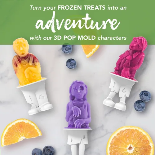 Miniatura 2 de Tovolo Zombie Ice Pop - Juego de moldes de 4 moldes de silicona para paletas de Halloween con palos de esqueleto, aptos para lavavajillas, moldes