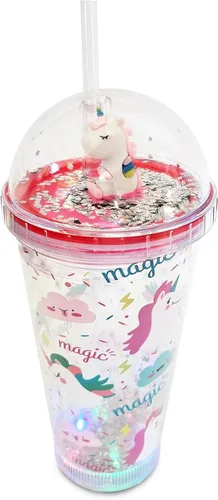 Miniatura 10 de Vasos de fiesta brillantes para niños, vaso mágico con luz LED que brilla en la oscuridad, botella de agua de 16 onzas con tapas y popotes