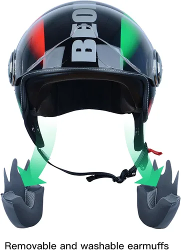 Miniatura 3 de Open Face Motorcycle Helmet for Adults,DOT Approved - Moped Half Vespa Retro Helmet with Anti-Scratch Visor for Men and Women