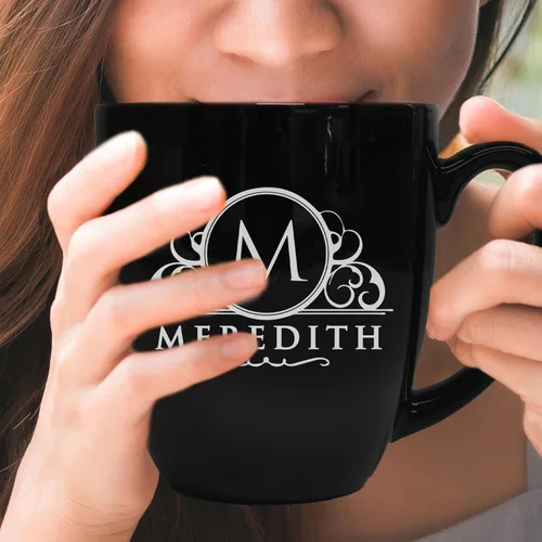 Miniatura 3 de The Wedding Party Store Taza personalizada grabada para café y café con leche - Taza personalizada para café y té (Negro)