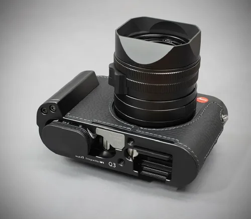 Miniatura 3 de LIM'S Genuino Italia cámara de cuero medio caso metal agarre placa cola de milano para Leica Q3 [negro]