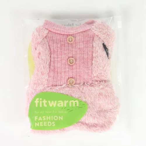 Miniatura 7 de Fitwarm Pijama mullido para perros, ropa de invierno para perros pequeños y niñas, mameluco para mascotas con pies, atuendo para gatos, rosa