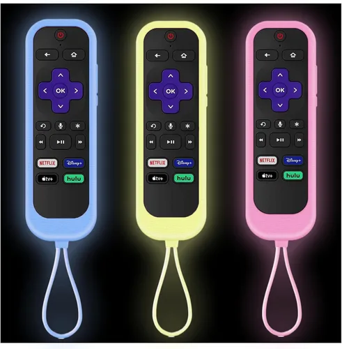 Miniatura 10 de Juego de 3 fundas para controles remotos Westinghouse Roku TV Onn Roku TCL Hisense Roku Funda protectora de silicona universal para Roku Remote