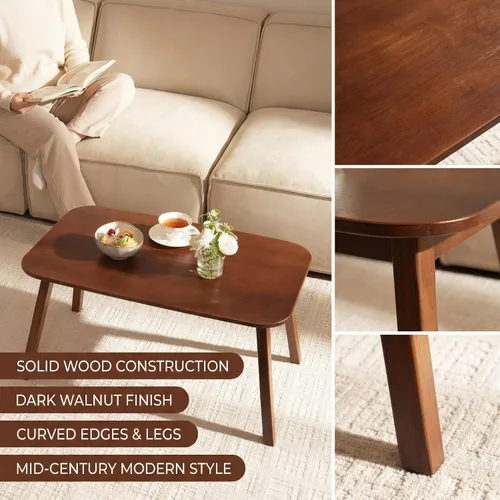 Miniatura 5 de Baveke Mesa de centro plegable, mesas de piso plegables, mesa de centro de mediados de siglo para sala de estar, mesas de centro pequeñas de madera