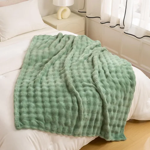 Miniatura 11 de YUSOKI - Manta de forro polar 3D con burbujas Felpa ultrasuave y esponjosa de 13.44 oz/m² Manta ligera y acogedora para sofá cama Para todas