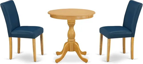 Miniatura 15 de East West Furniture ESAB3-BCH-06 - Juego de mesa de cocina de 3 piezas contiene una mesa de comedor redonda con pedestal y 2 sillas de comedor