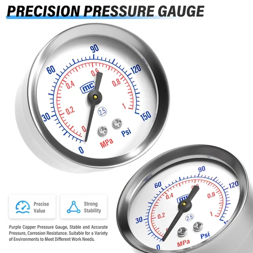Miniatura 8 de TAILONZ PNEUMATIC Regulador de presión de filtro de aire de drenaje automático NPT de 1/4 de pulgada Combo Piggyback, filtro compresor