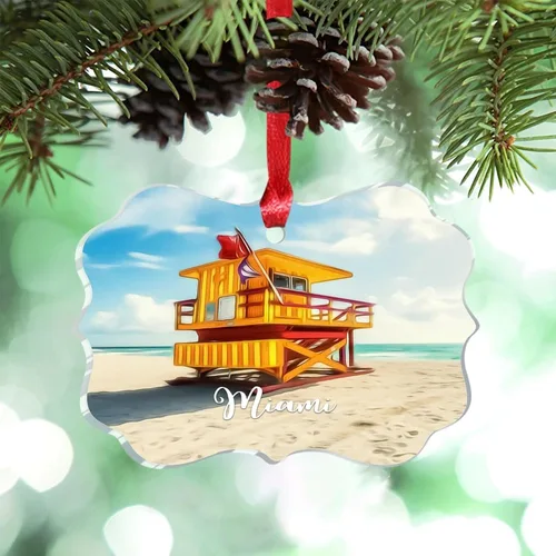 Miniatura 29 de Miami Florida, Estados Unidos, decoración de árbol de Navidad, recuerdos de ciudad de campo, recuerdos personalizados de Navidad 2023, decoración