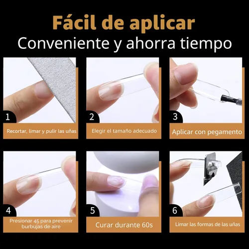 Miniatura 7 de Puntas de uñas largas cuadradas, 240 puntas de uñas de gel suave de cobertura completa, pregrabadas, 3XL, cuadradas transparentes, acrílicas