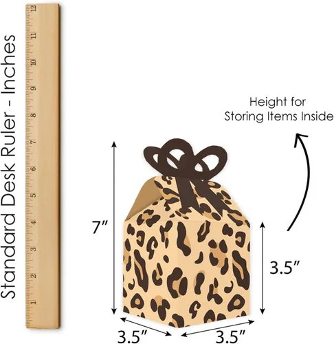 Miniatura 7 de Big Dot of Happiness Estampado de leopardo - Cajas de regalo cuadradas - Cajas de lazo para fiesta de guepardo - Juego de 12 Impresión de leopardo