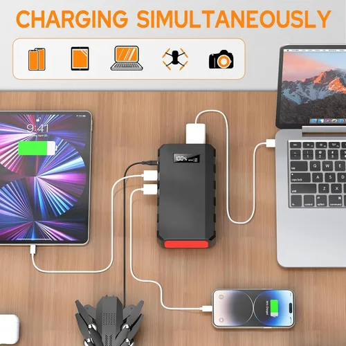 Miniatura 4 de powkey Estación de energía portátil de 88 Wh, 24000 mAh, generador solar para acampar (panel solar no incluido), batería de litio de 110 V/65 W CA