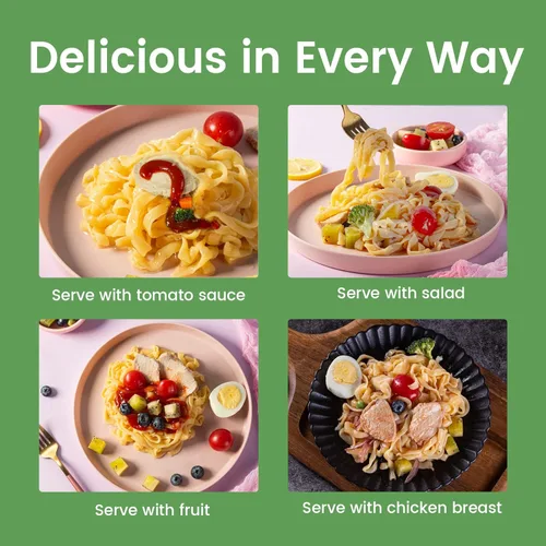 Miniatura 7 de Hethstia Konjac Fettuccine de fideos, pasta Shirataki baja en carbohidratos, apta para dieta keto y paleo, sin gluten, vegano, bajo en calorías
