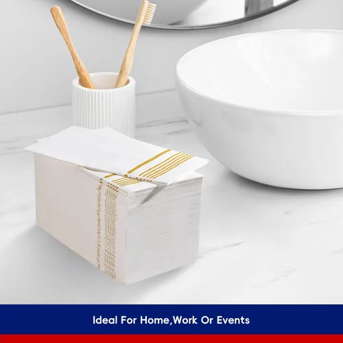 Miniatura 4 de Paquete de 200 servilletas de papel, toallas para huéspedes, desechables de calidad premium de 3 capas, servilletas de cena desechables, suaves