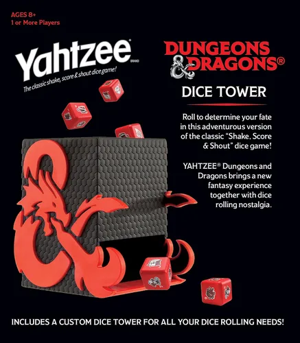 Miniatura 2 de YAHTZEE: Dungeons & Dragons Torre de dados coleccionables Dados con dragón, oso búho, cubo gelatinoso, imitador, desollador de la mente
