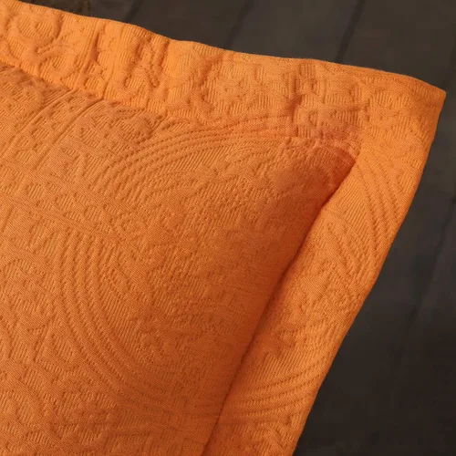 Miniatura 4 de Superior Juego de colcha de algodón Fleur De Lis, mantas cálidas, ropa de cama para todas las estaciones, decoración de dormitorio, colcha Mandarina