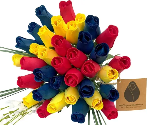 Miniatura 10 de Ramos originales de rosas de madera en 1, 2, o 3 docenas, Madera de abedul, 1 Docena