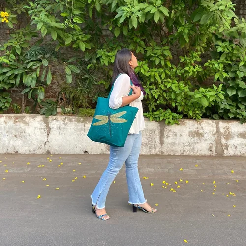 Miniatura 5 de Ecoright Bolsa de lona estética para mujer, bolsa grande con cremallera y bolsillo, bolsa de mano para mujer, para yoga, trabajo, playa